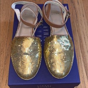 Stuart Weitzman Womens Mule/Sandals Size 9.5 Gold